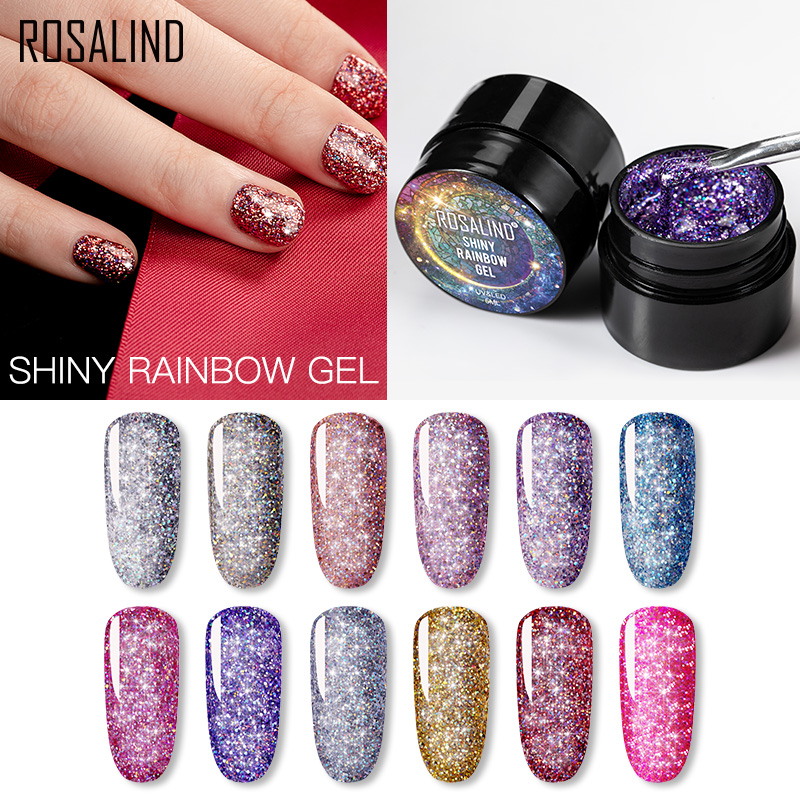 Jual Rosalind Shiny Rainbow gel polish 5ml / Rosalind glitter pot