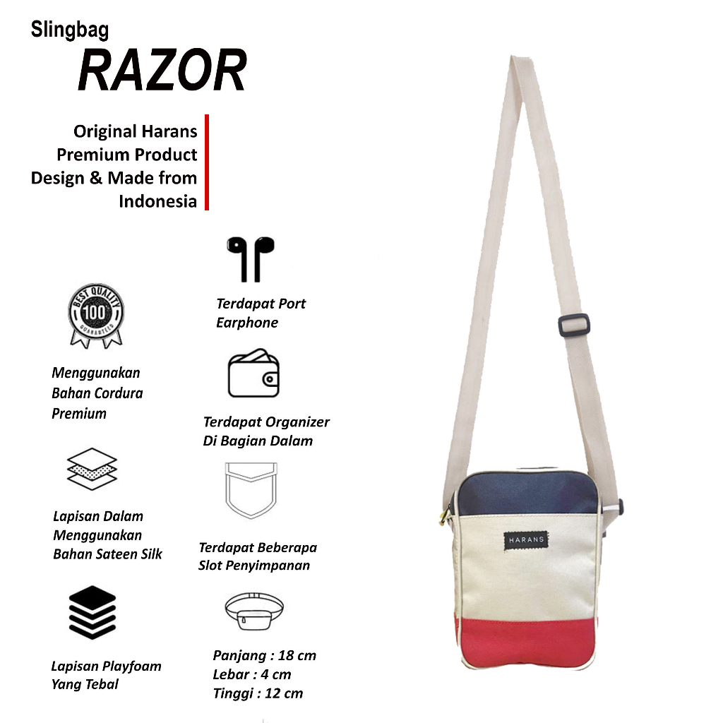 Jual Tas Mini Murah Baru SImple Slempang Pria Wanita RAZOR HARANSSHOP