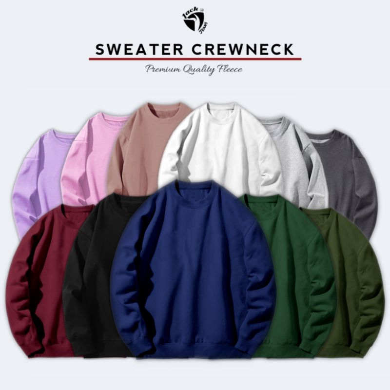 Jual Premium Quality Sweater Crewneck Polos Pria Wanita Fleece