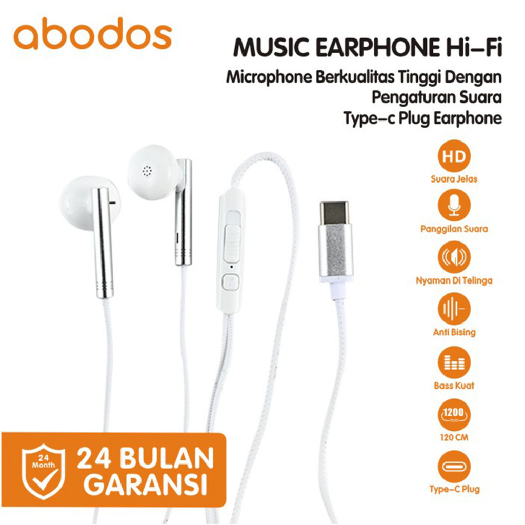 Jual Abodos In Ear Headphone Kabel Type C Kualitas Suara Tinggi