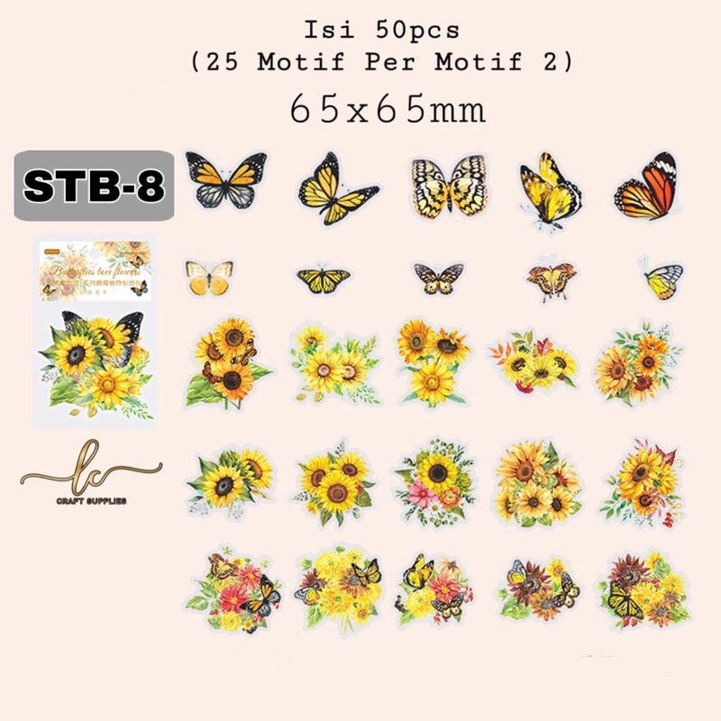 Jual 50pcs / 30pcs Stiker Kupu-Kupu Bunga / Frame Vintage / Tahan Air ...