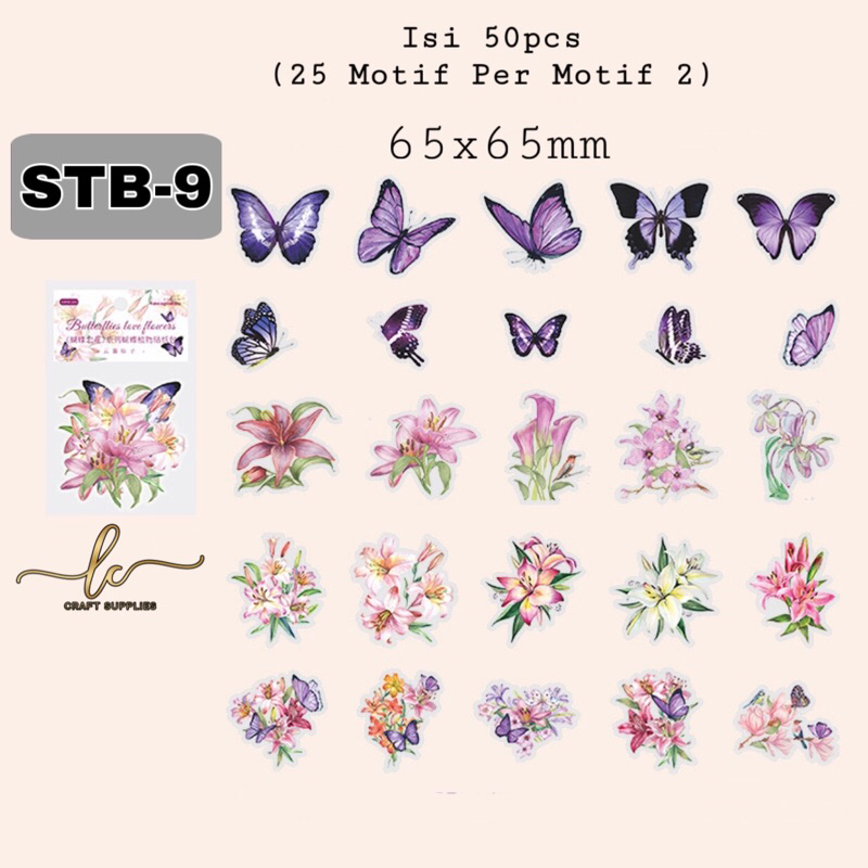 Jual 50pcs / 30pcs Stiker Kupu-Kupu Bunga / Frame Vintage / Tahan Air ...