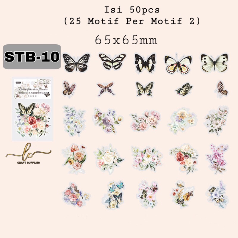 Jual 50pcs / 30pcs Stiker Kupu-Kupu Bunga / Frame Vintage / Tahan Air ...