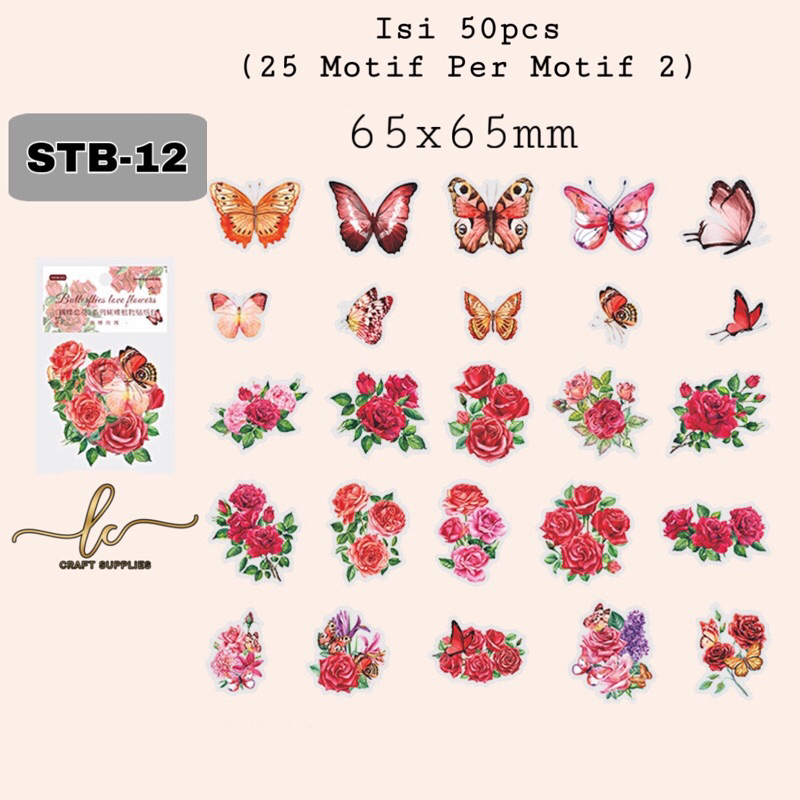 Jual 50pcs / 30pcs Stiker Kupu-Kupu Bunga / Frame Vintage / Tahan Air ...