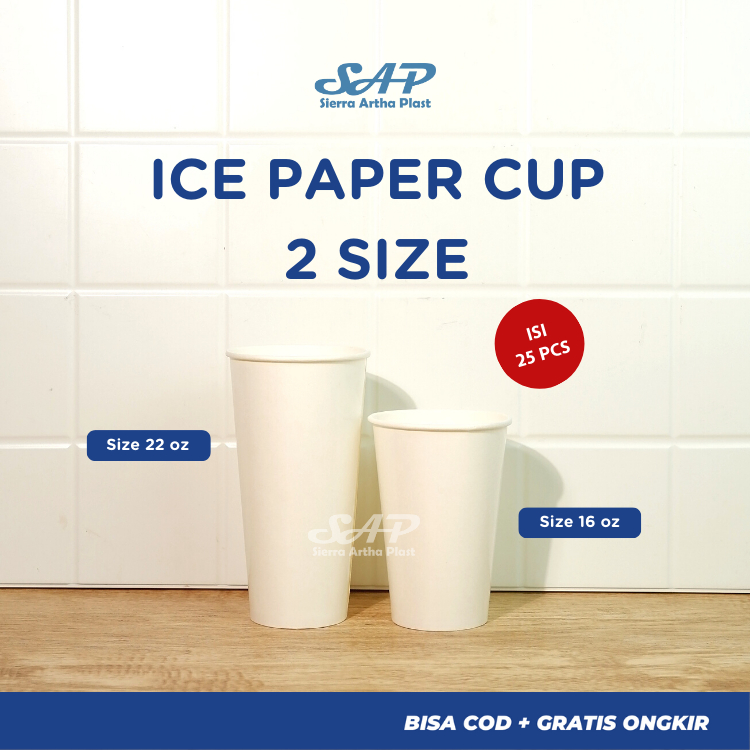 Jual Ice Paper Cup Gelas Kertas Minuman Dingin Paper Cup Cold 22 Oz 16 Oz Per 25pcs Shopee 5731