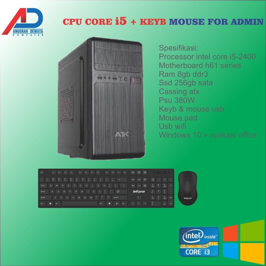 Jual KOMPUTER RAKITAN FOR OFFICE CORE i5/RAM 8GB(CPU+KEYBOARD MOUSE