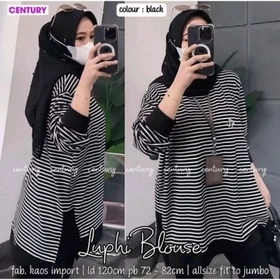 Luphi Blouse Linea Blouse Atasan Salur Blouse Garis