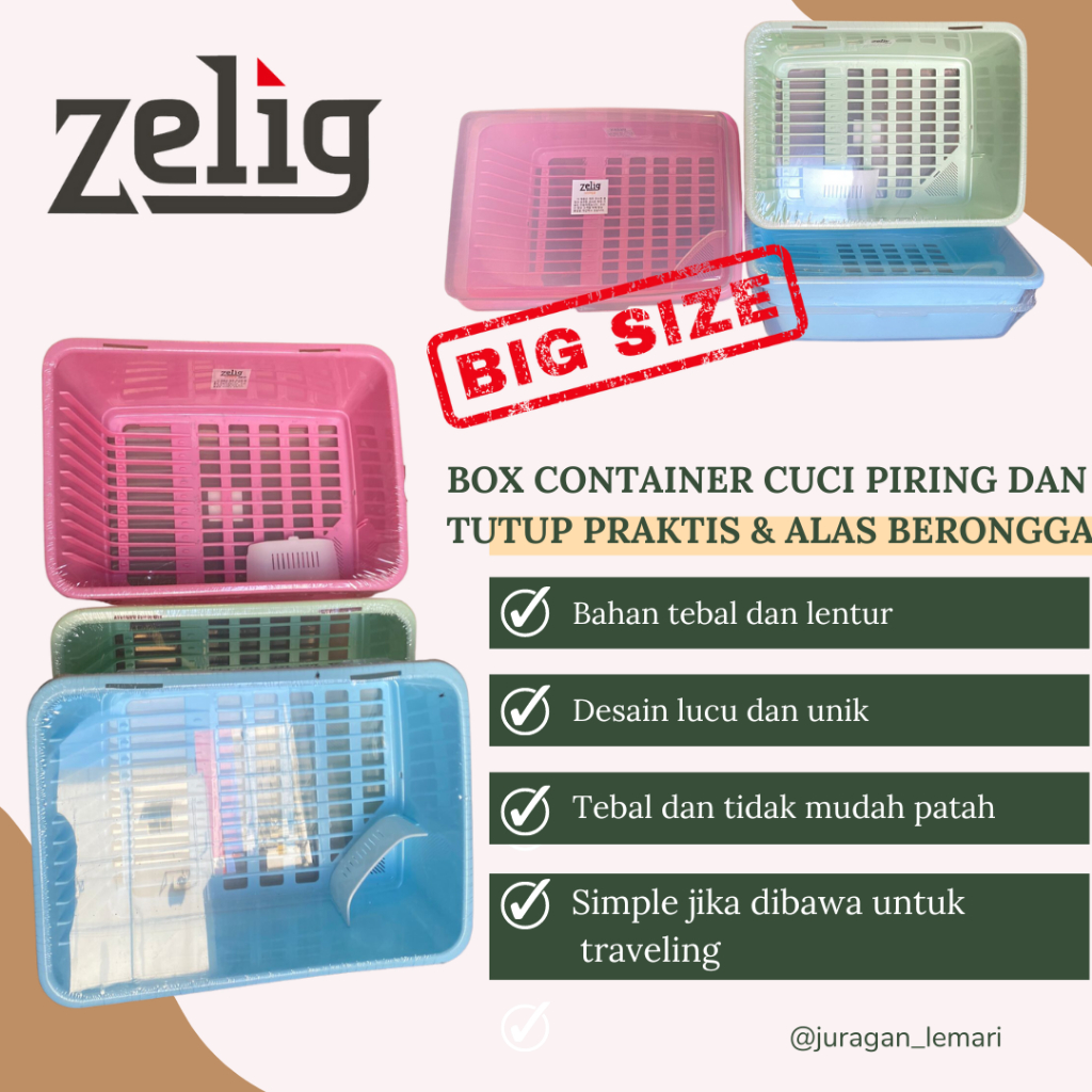 Jual BOX CONTAINER PIRING + TUTUP JUMBO MERK ZELIG I TEMPAT MENYIMPAN ...