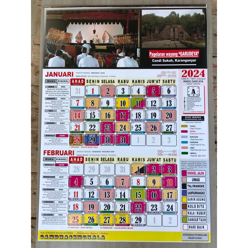 Jual Kalender 2024 Kalender Jawa Nusantara Candrasengkala 2024