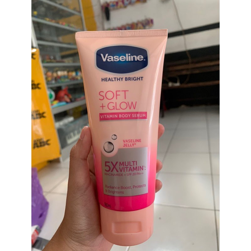 Jual Ready Vaseline Healthy Bright Softglow Vitamin Body Serum 180ml Shopee Indonesia 7031