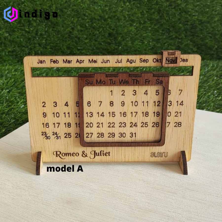 Jual kalender kayu sepanjang masa calendar abadi aesthetic | Shopee