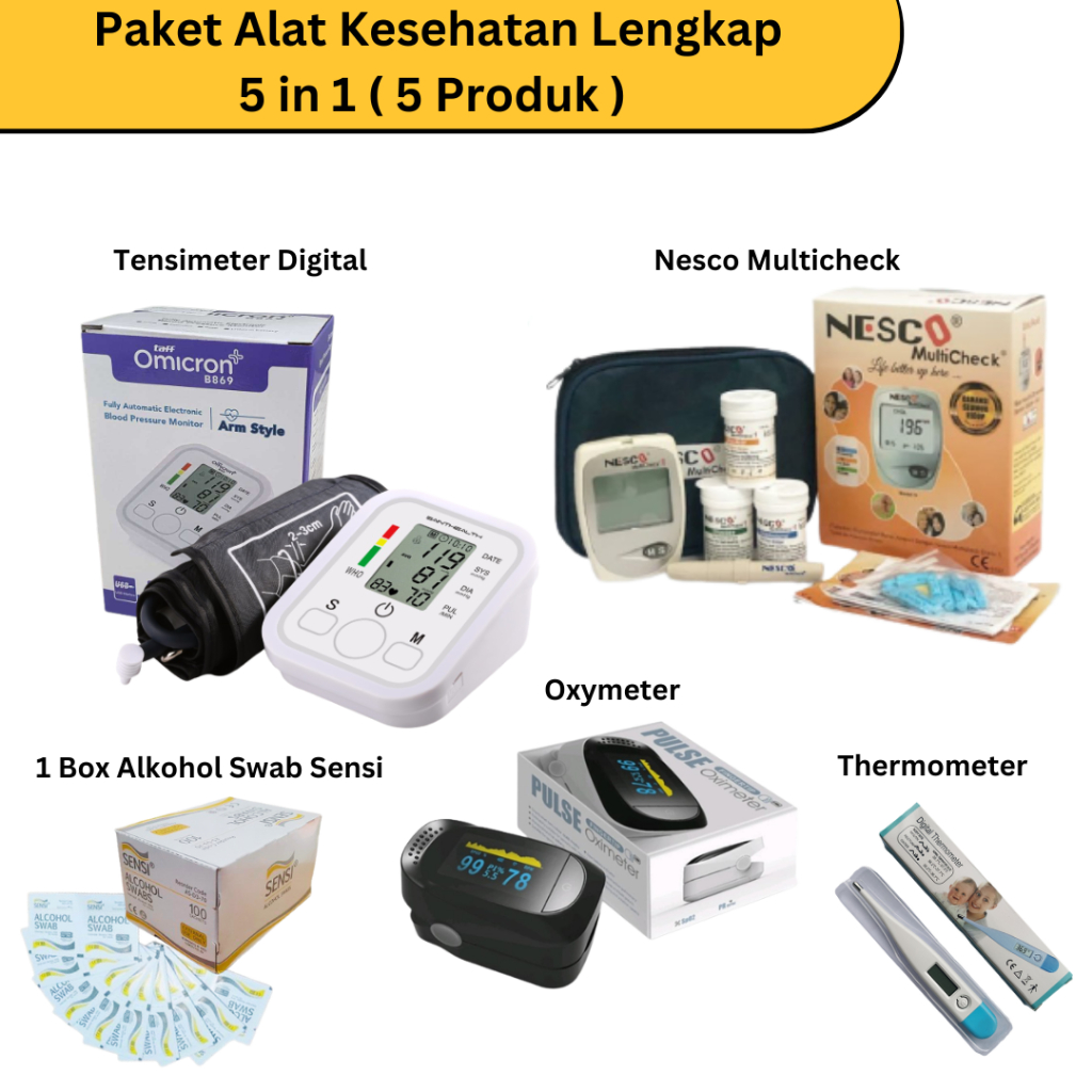 Jual Paket Lengkap Alat Kesehatan 5 In 1 Alat Pengukur Tekanan Darah