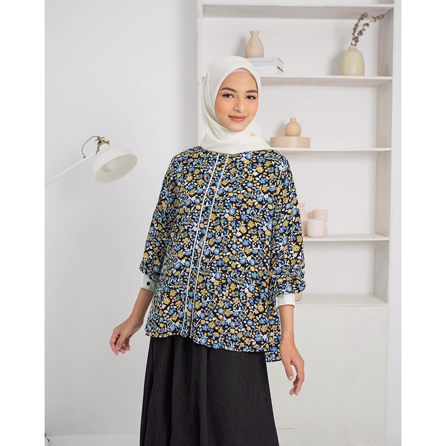 Jual Heaven Lights Enora Blouse Atasan Wanita Muslim Motif Bunga
