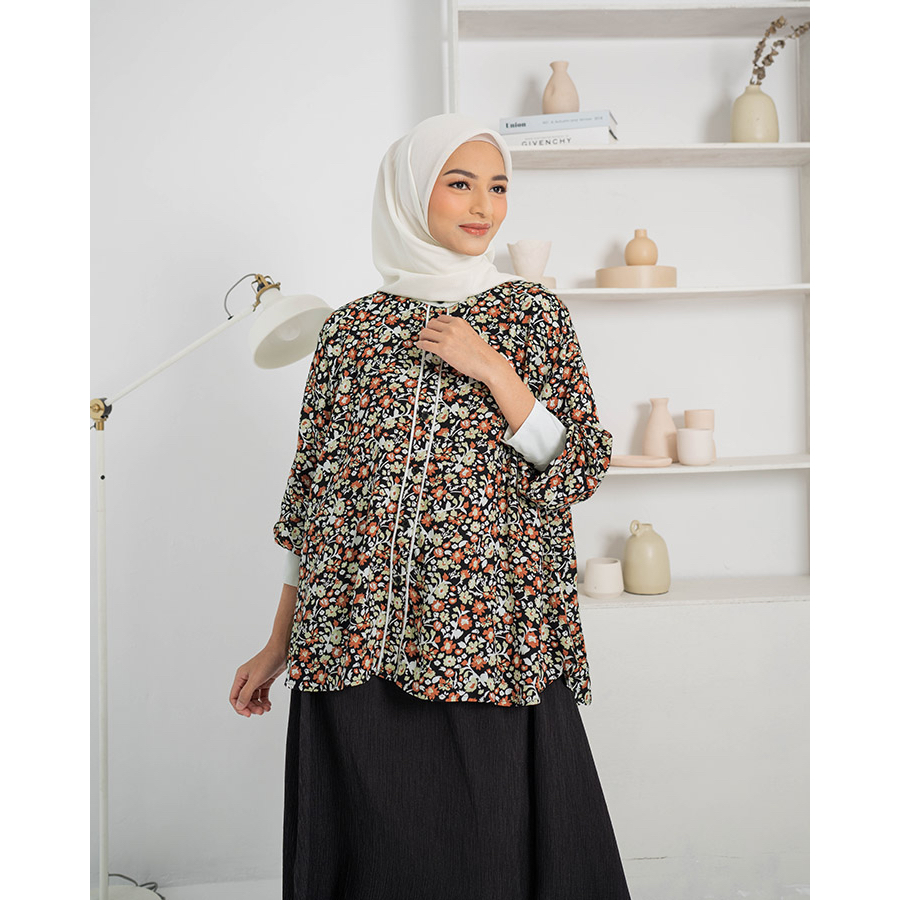 Jual Heaven Lights Enora Blouse Atasan Wanita Muslim Motif Bunga