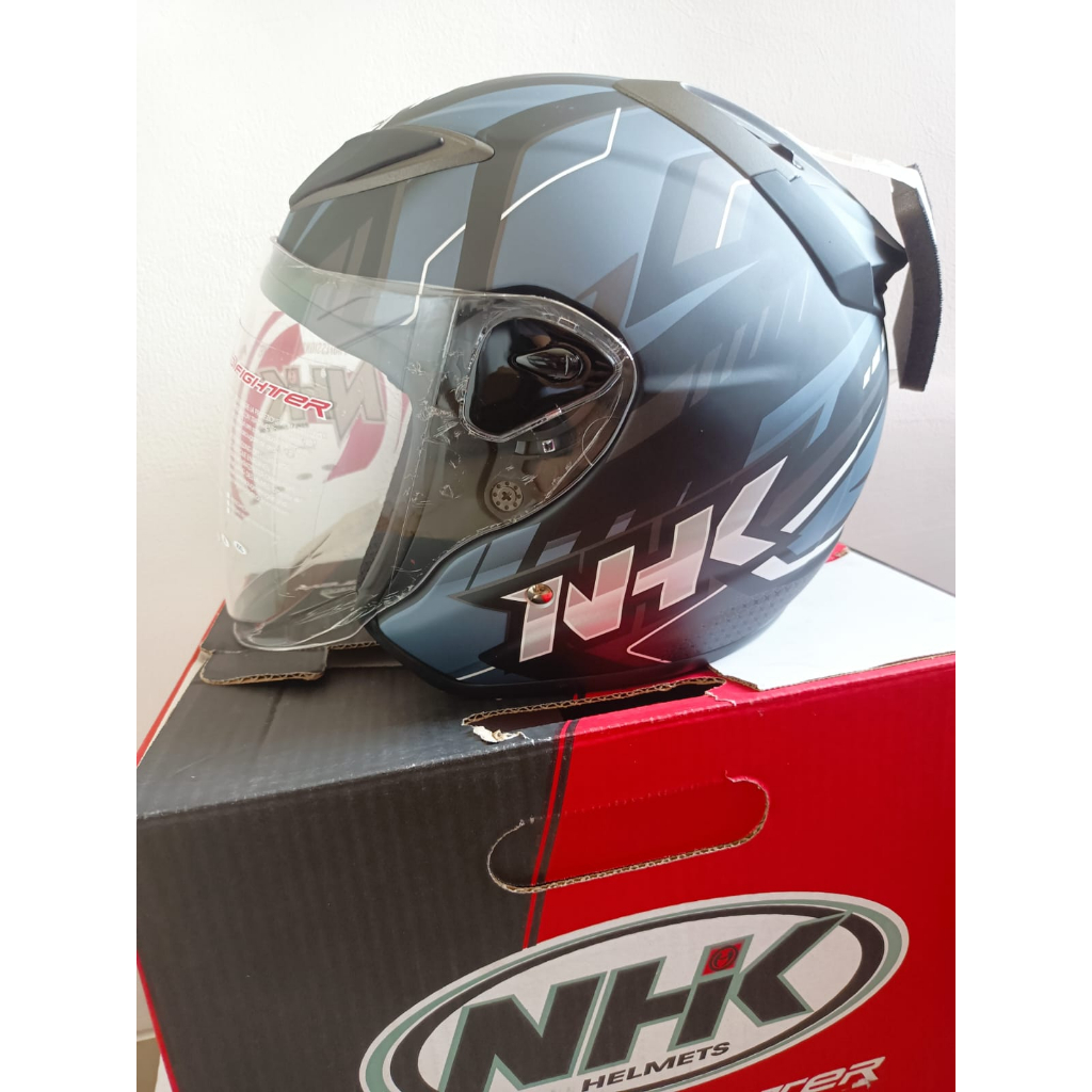 Jual HELM NHK R1 NEMA DARK BLUE BLACK DOFF DOUBLE VISOR ORIGINAL SNI ...
