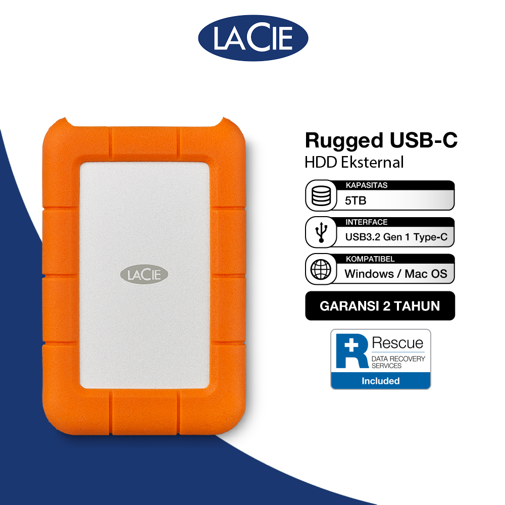 Lacie 1tb rugged 2.5in usb-c rescue 2.5in usb-c (c to a cable incl