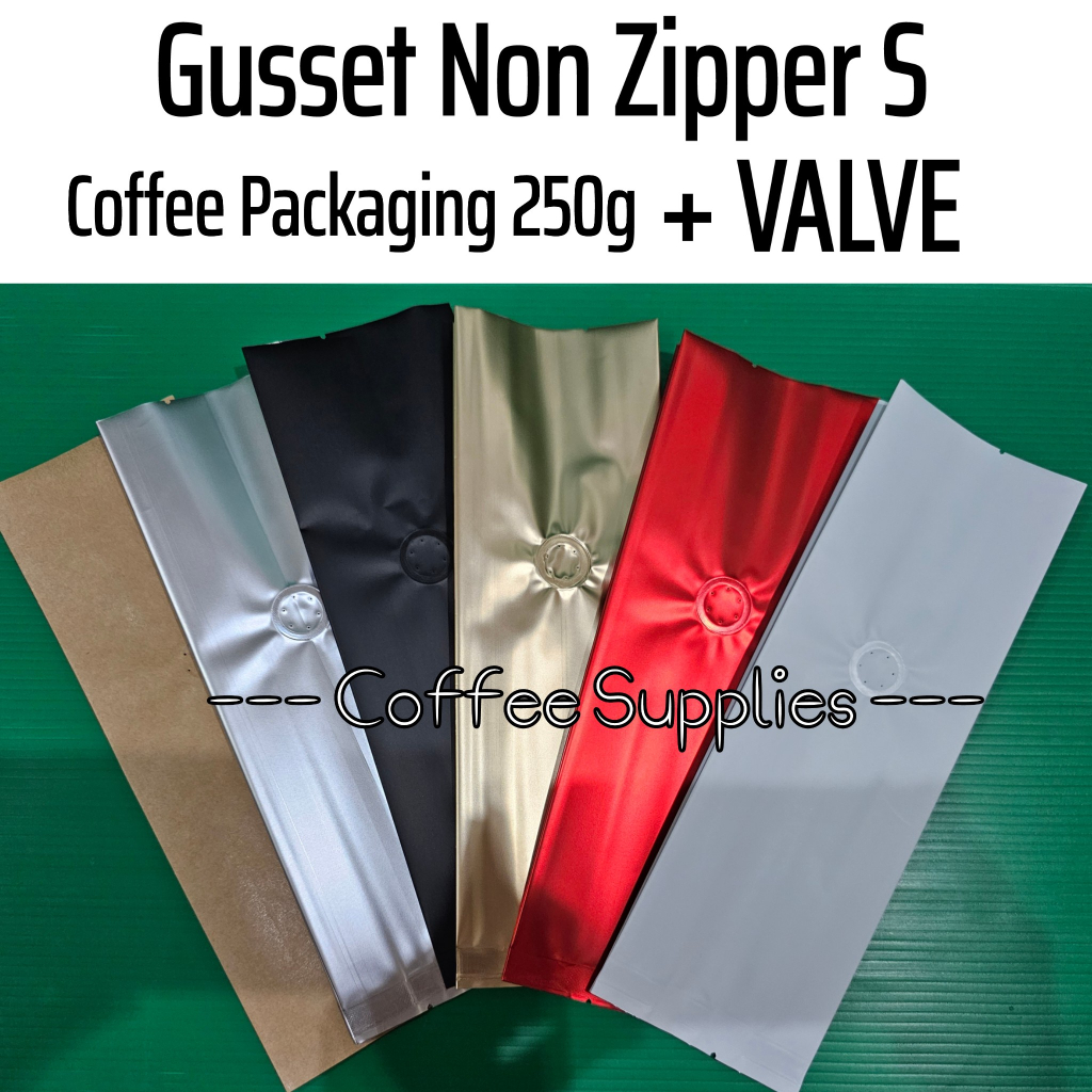 Jual GUSSET NON ZIPPER CENTER SEAL S VALVE Coffee Packaging 200g 250g