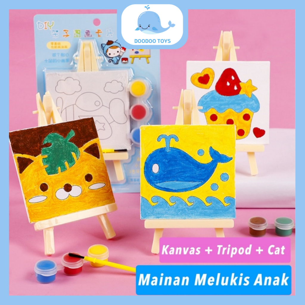 Jual Lukisan Kanvas Mini(10x10) Painting Mini Canvas (free tripod