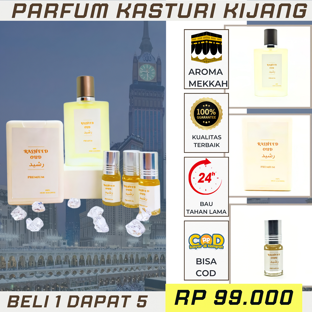 Jual (PAKET KOMPLIS ISI 5) Parfum Rasheed Oud Original Kiswah Minyak ...