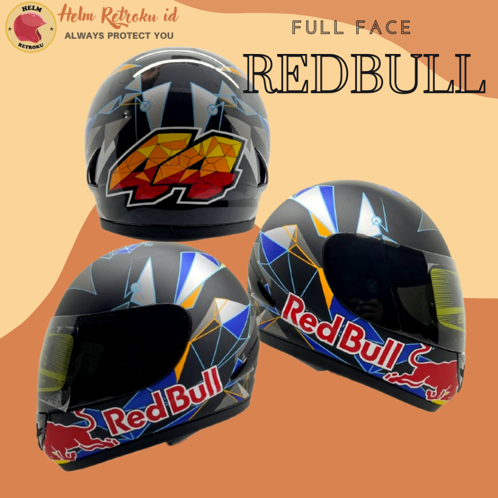 Helm full best sale face red bull