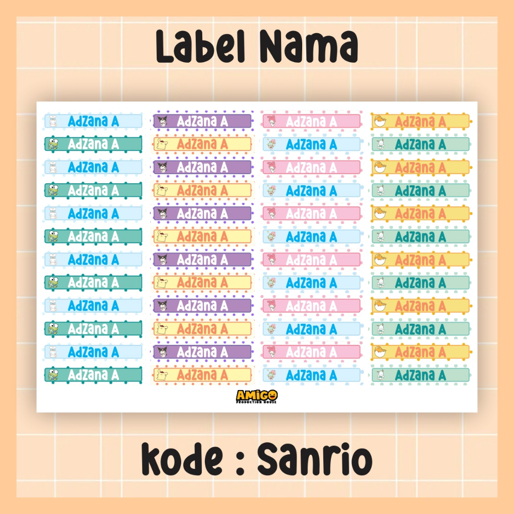 Jual Label Nama Anak Alat Tulis ATK Karakter Stiker Buku Stiker Pensil ...