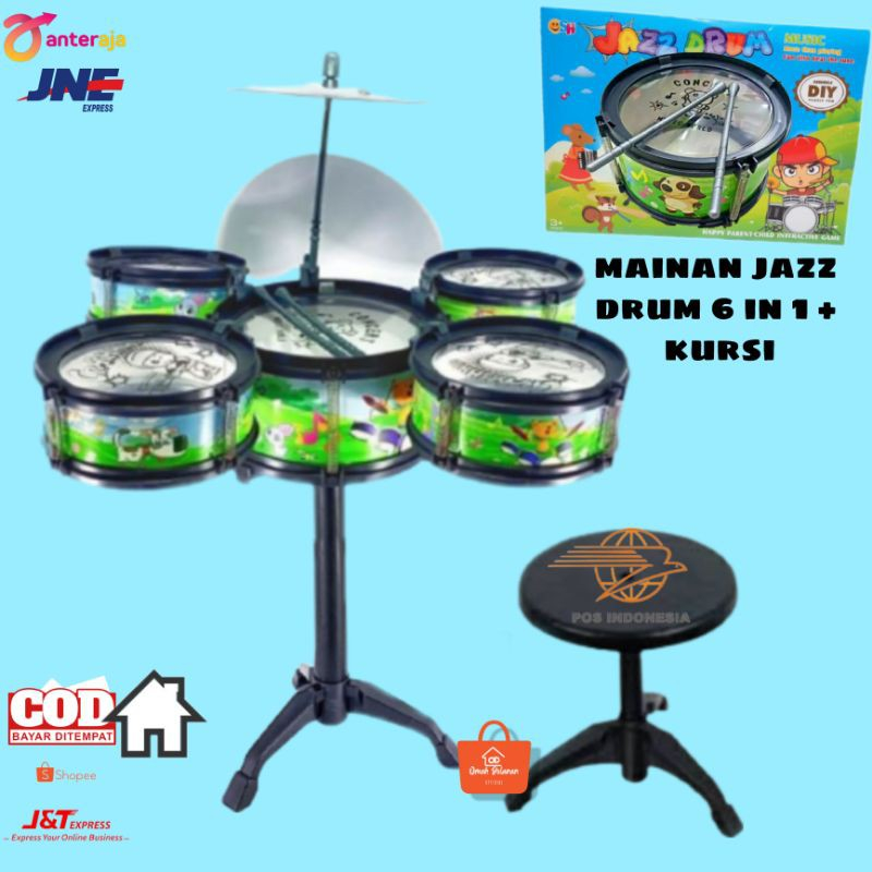 Jual Mainan Edukasi Anak Little Jazz Drum Set PLUS TEMPAT DUDUK SH1234 Mainan Drum Set Anak Alat