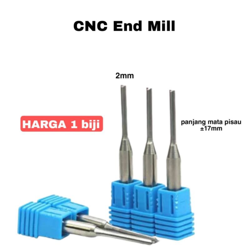2mm x 15mm Carbide Single Flute Spiral End Mill CNC Router Bit | UK