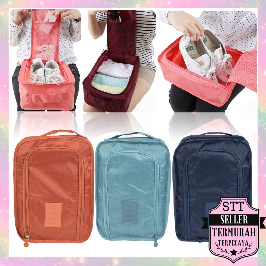 Jual STT Tas Travel Penyimpanan Sepatu Sandal Kasut Dua Sekat Pouch