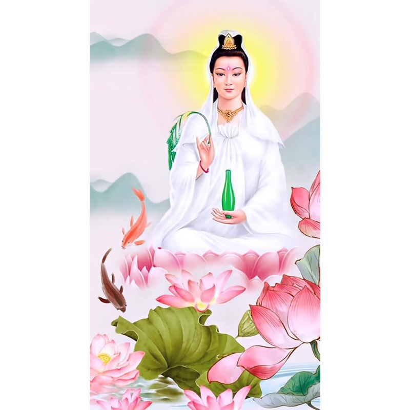 Jual lukisan cetak gambar dewi kwan’im plus bingkai 100x50cm | Shopee