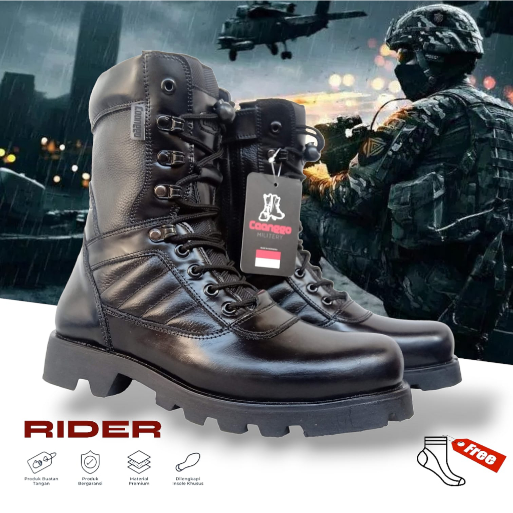 Jual Sepatu pdl raider black jatah tni ad pdl polisi full kulit brand ...