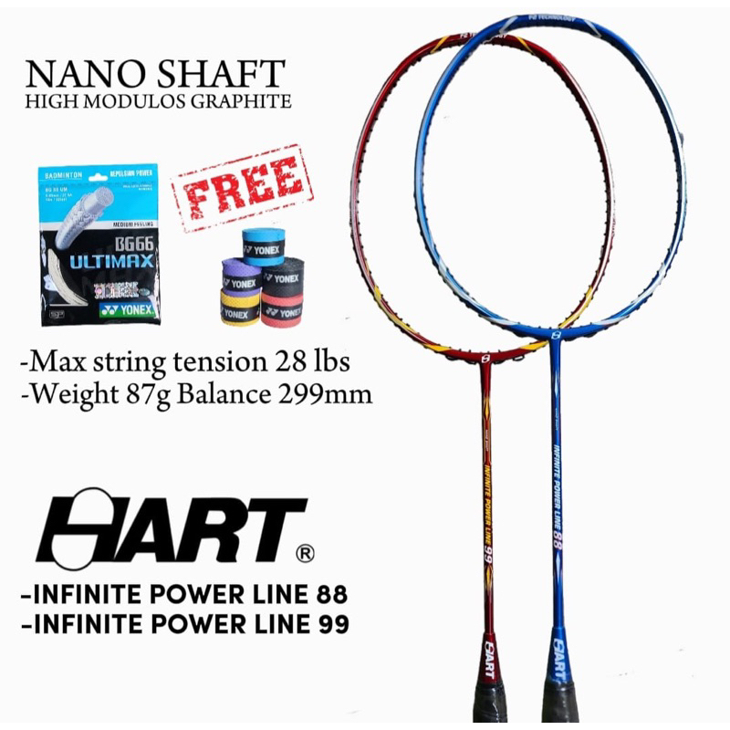 Jual [ Original ] Raket Hart INFINITE POWER LINE 88 / 99 Ori | Shopee ...