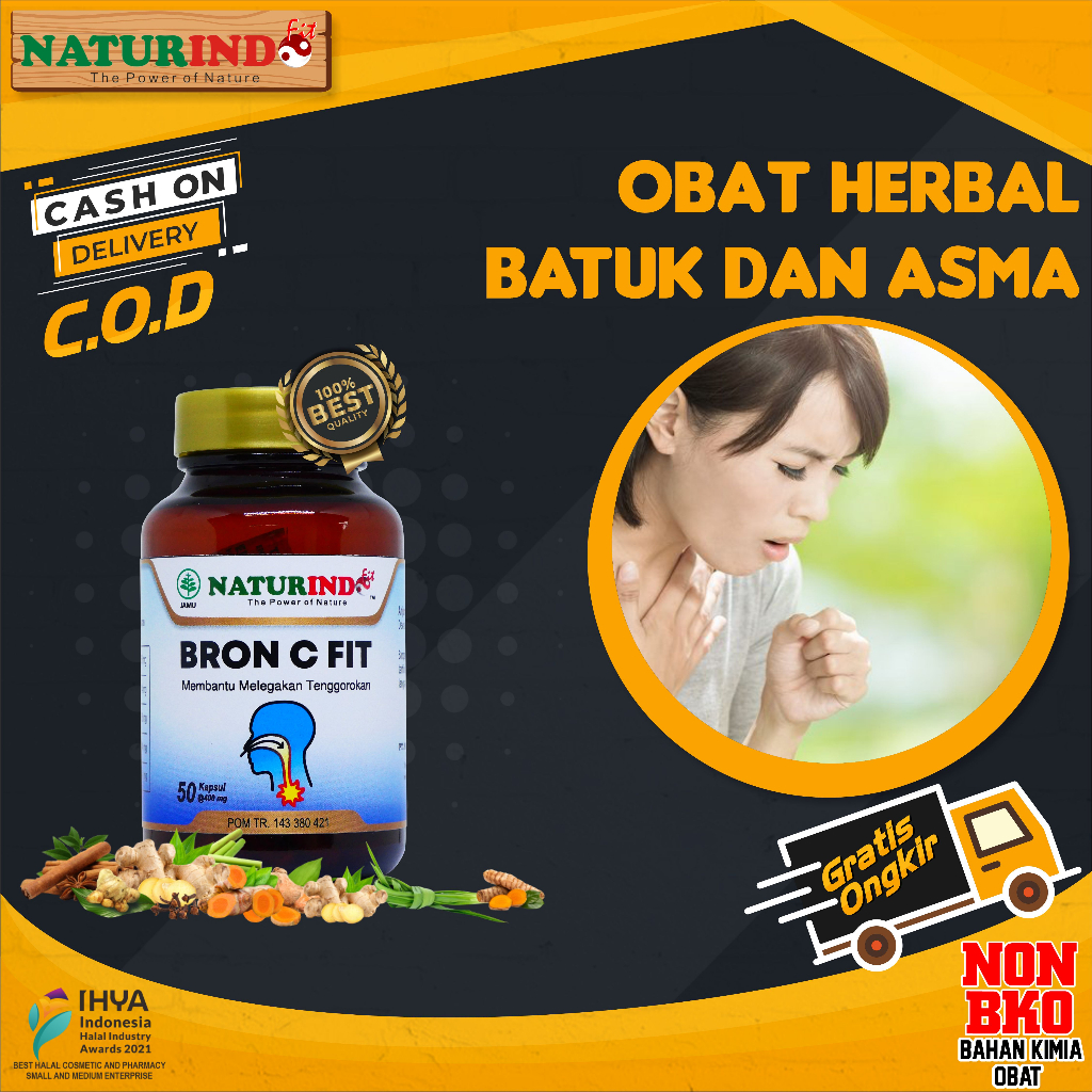 Jual Bron C Fit Obat Batuk Kering Berdahak Asma Radang Tenggorokan Gurah Anosmia Paru Tbc Mengi 9033