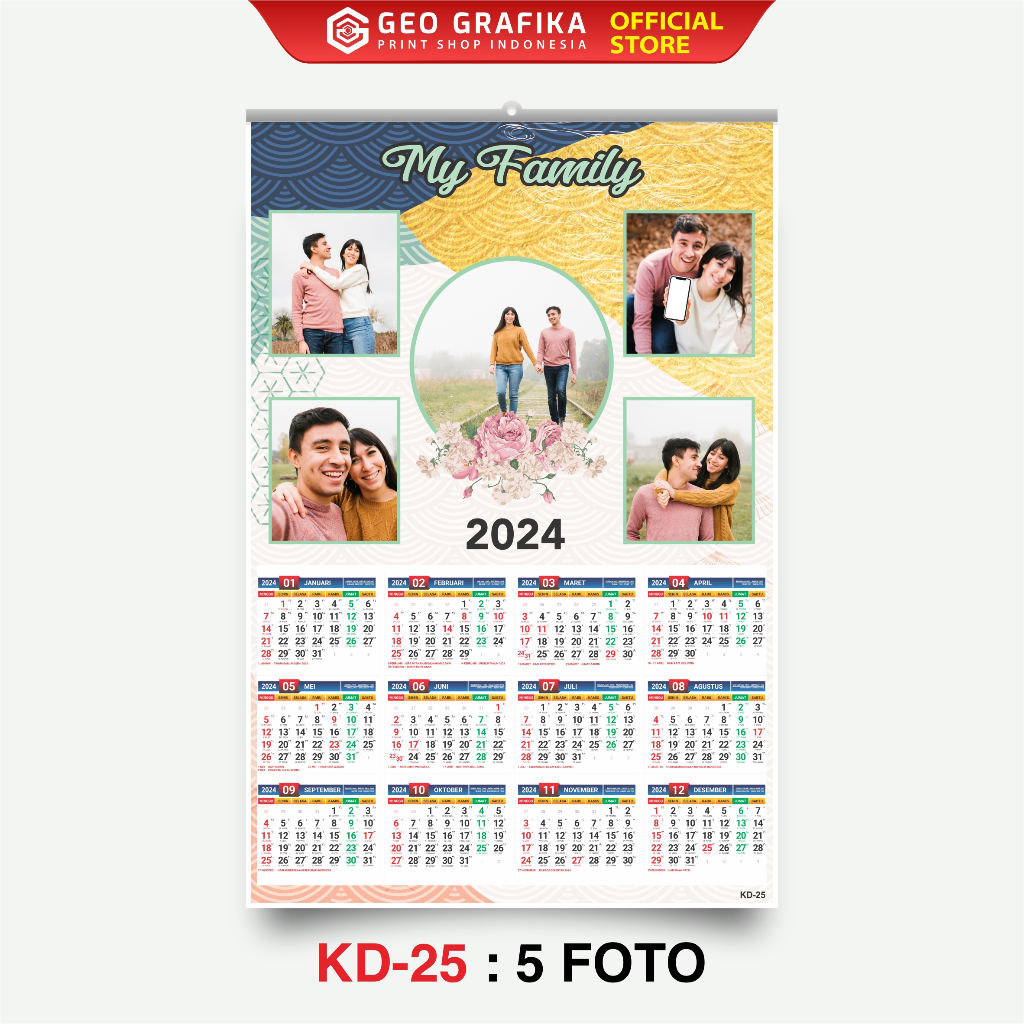 Jual Cetak Kalender Dinding Custom Foto 2024 Free Desain - Geo Grafika ...