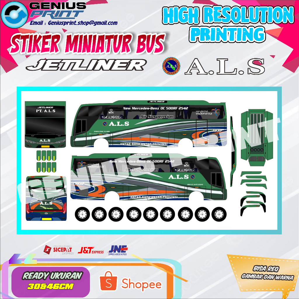 Jual Stiker Miniatur Bus Jetliner Livery Sinar Jaya | Primajasa | Putra ...