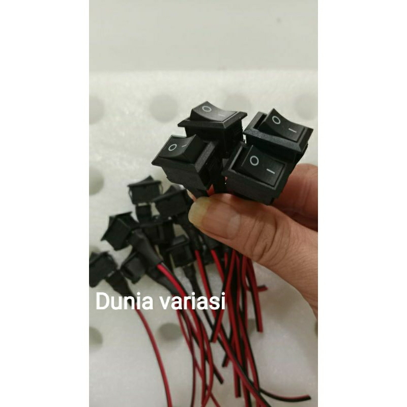 Jual Saklar On Off + Kabel Rocker Switch on off hitam 2pin + Kabel on ...
