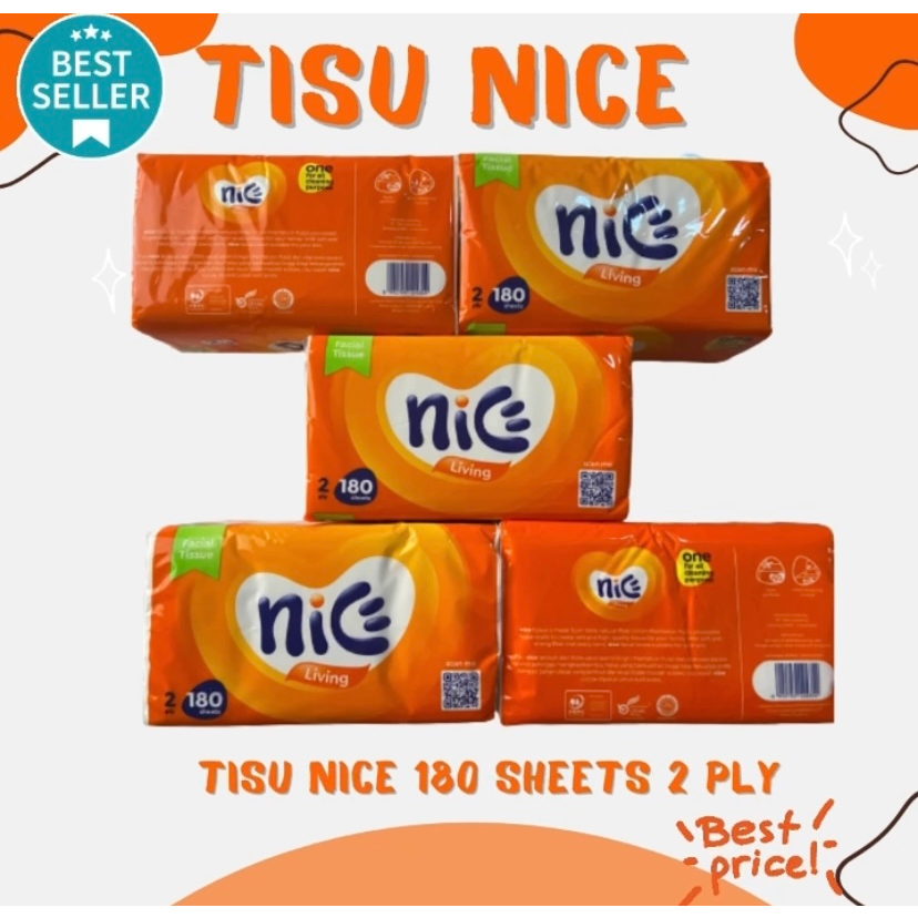 Jual Tisu Nice 180 Sheets 2 Ply Tisu Facial (Bundling 3Pcs) | Shopee ...