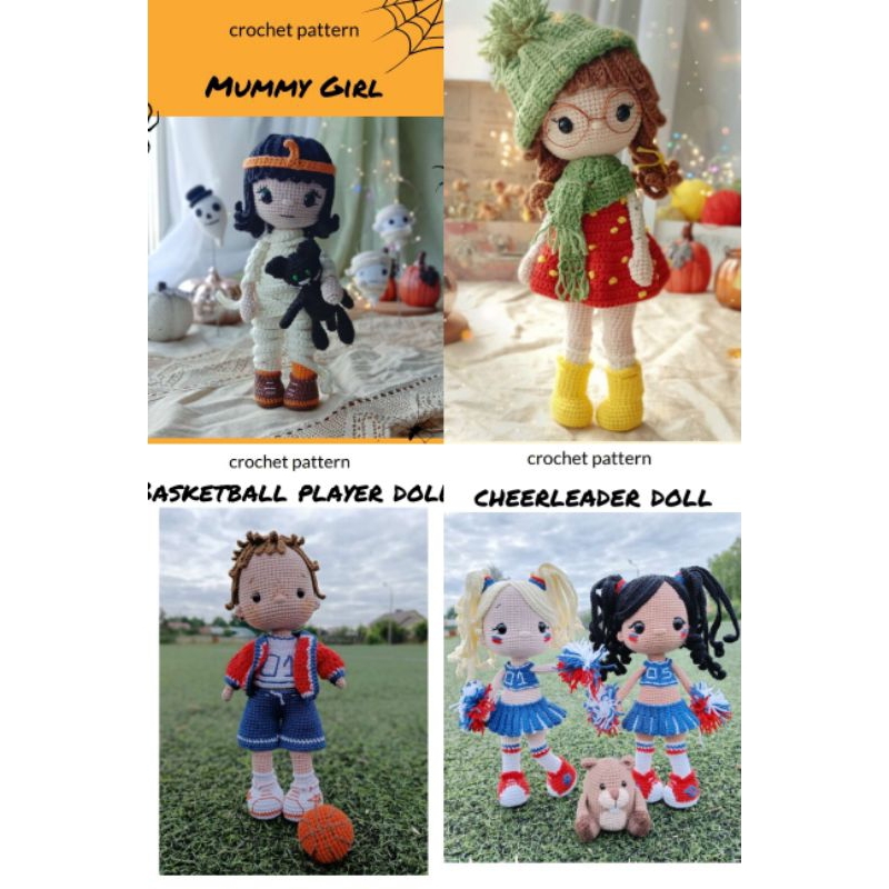 Jual Amigurumi crochet pdf pattern cheerleader YanaB pola boneka rajut ...