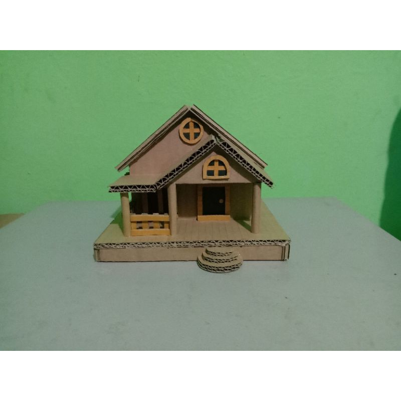 Jual Kerajinan Tangan Prakarya Hiasan Pajangan Miniatur Kardus Hadiah 19 Rumah Modern Shopee 9369