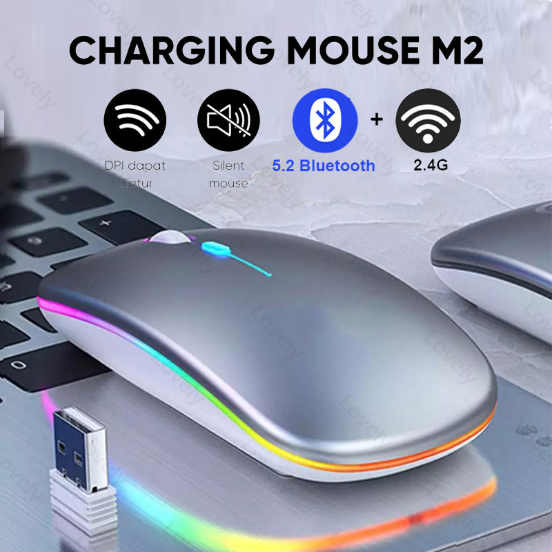 Jual 2.4G Silent Wireless Mouse Rechargeable 1600 DPI RGB LED Backlit ...