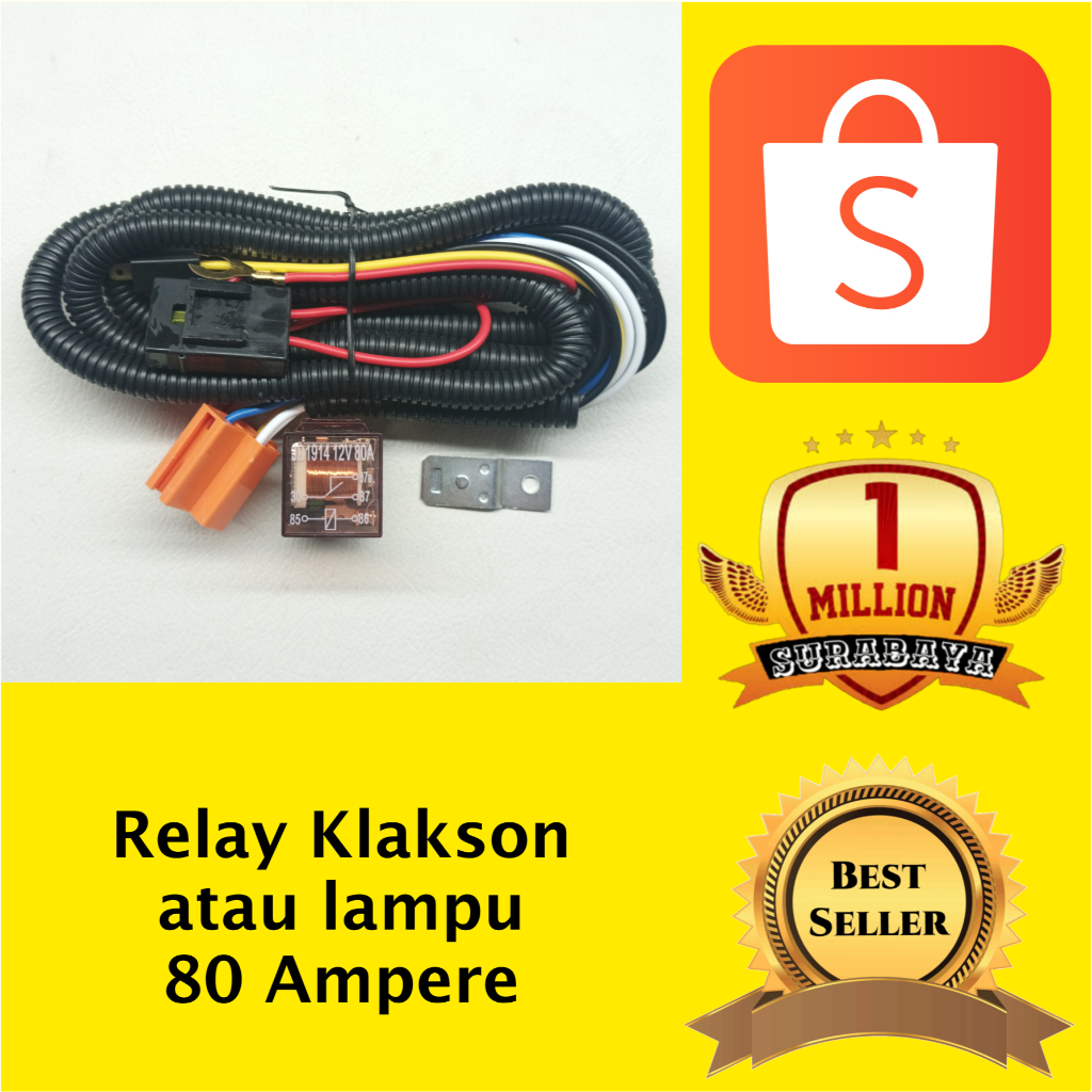 Jual COD Relay Klakson Relay Lampu Set Kabel Socket 80A Universal
