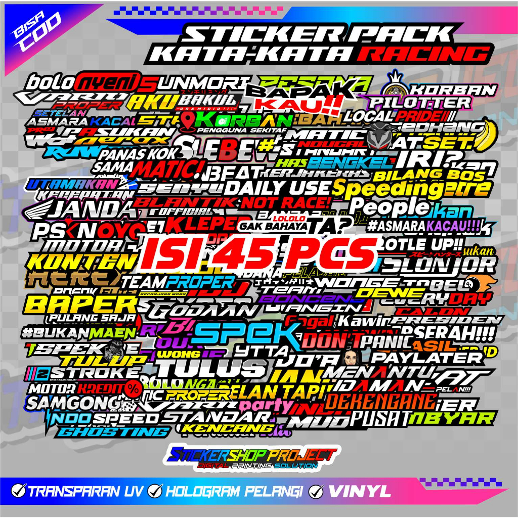 Jual 45 PCS STICKER PACK KATA KATA VIRAL ANTI AIR | Shopee Indonesia