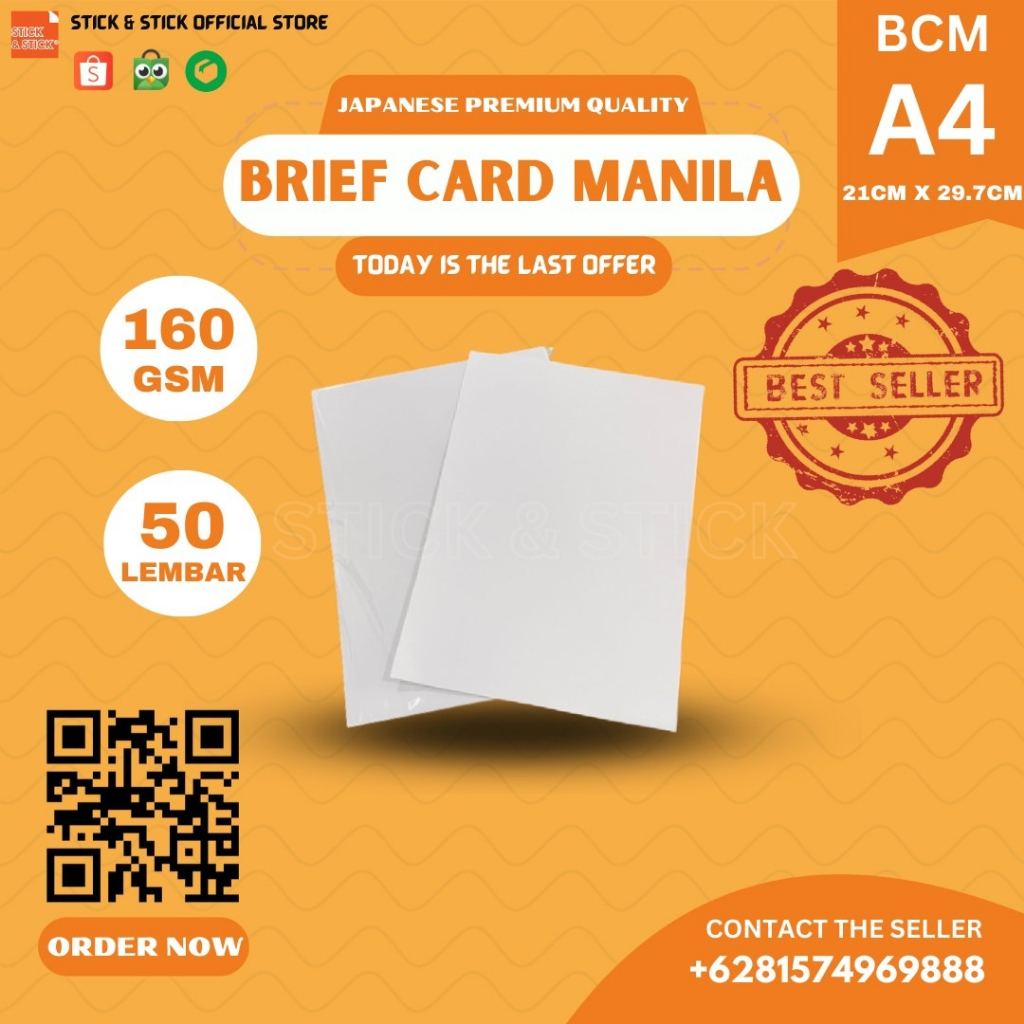 Jual Brief Card (BC) 160 gram A4 isi 50 lembar / Kertas Manila | Shopee ...