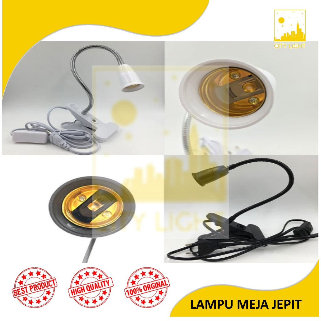 Jual Lampu Arsitek Lampu Jepit Meja Jepit Flexible Fitting Baca Fleksibel E27 HITAM PUTIH E 27