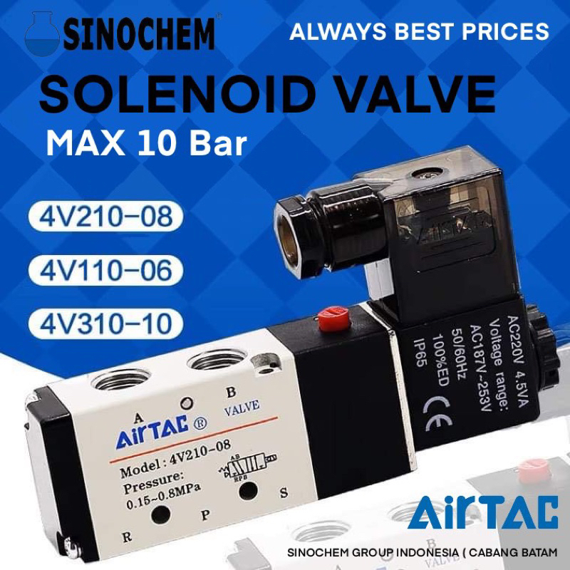 Jual Solenoid Valve 4V210-08, 4V110-06 Dan 4V310-10 AIRTAC | Shopee ...