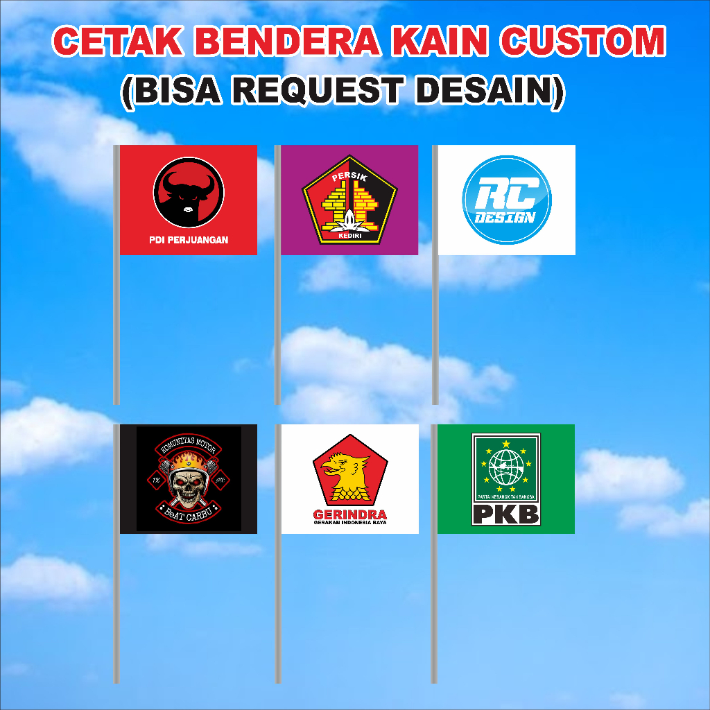 Jual Cetak Bendera Kain Custom Desain Partai Komunitas Club