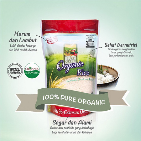 Jual Puregreen Organic Rice Beras Organik Pulen Wangi (Fragrant Rice) 1 ...