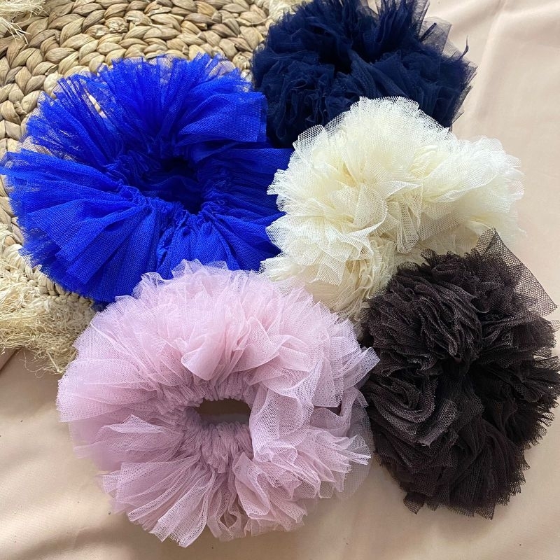 Jual CEPOL SCRUNCHIE HIJAB TILE JUMBO BERVOLUME IKAT RAMBUT BAHAN TULLE ...