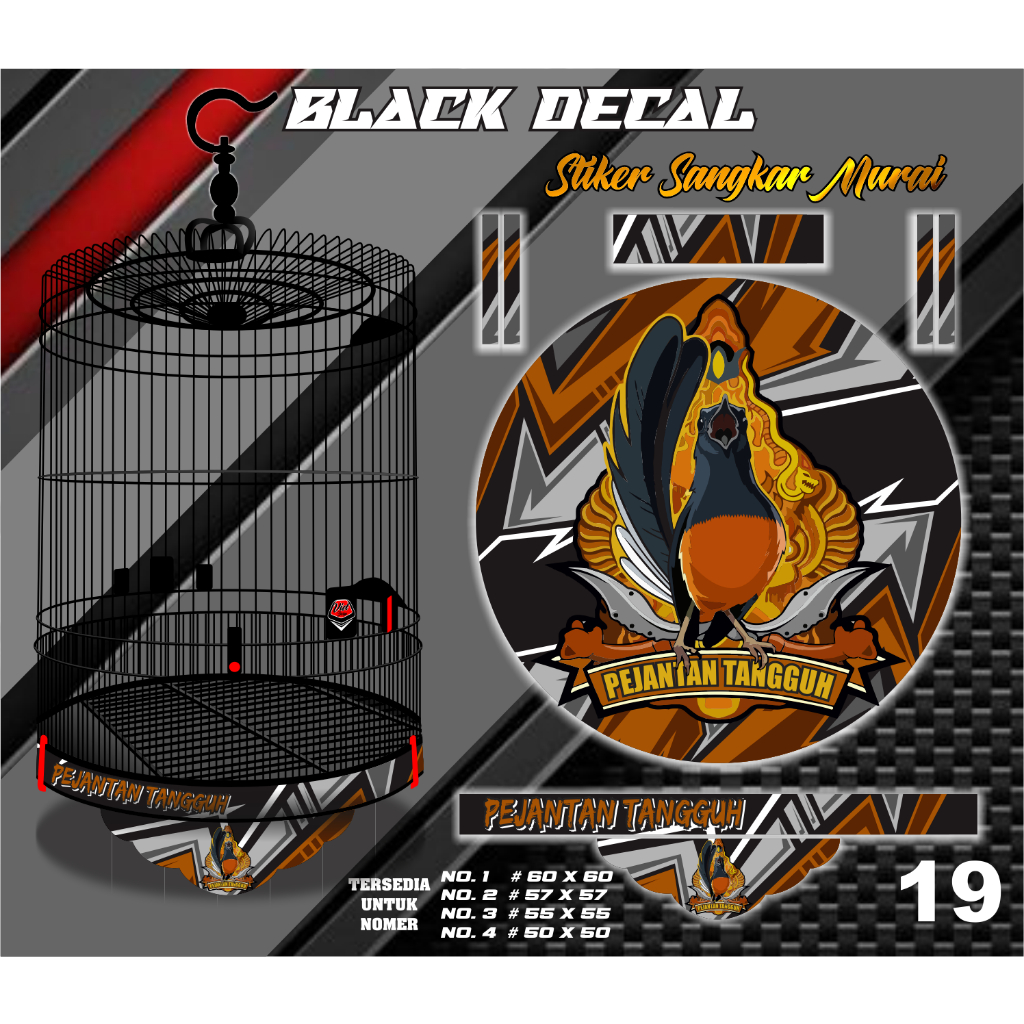 Jual Sticker Sangkar Murai Bulat Motif Decal Pejantan Tangguh No 1 2 3 ...