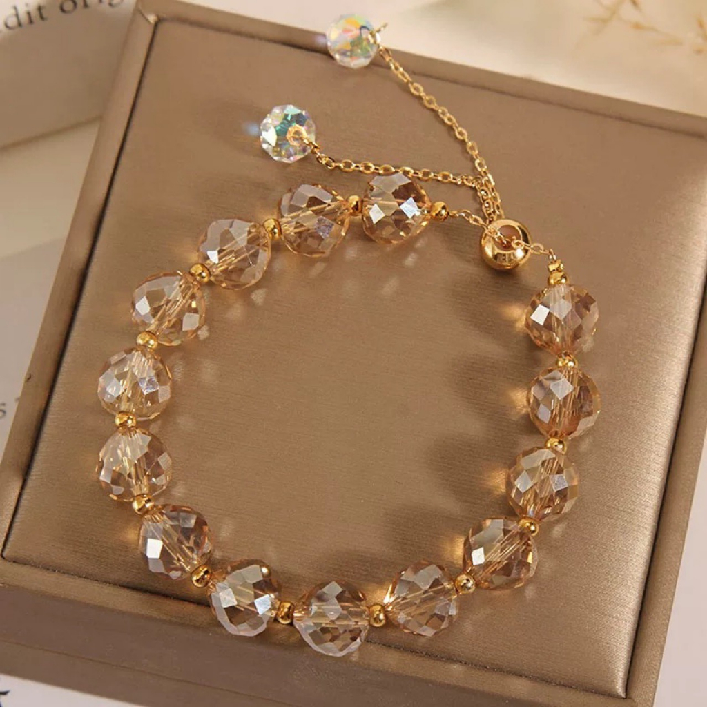 Rafaela Gelang Kristal untuk Wanita Rantai Ekor Dapat Disesuaikan Gelang Gaya Jepang dan Korea Glazzed 18K