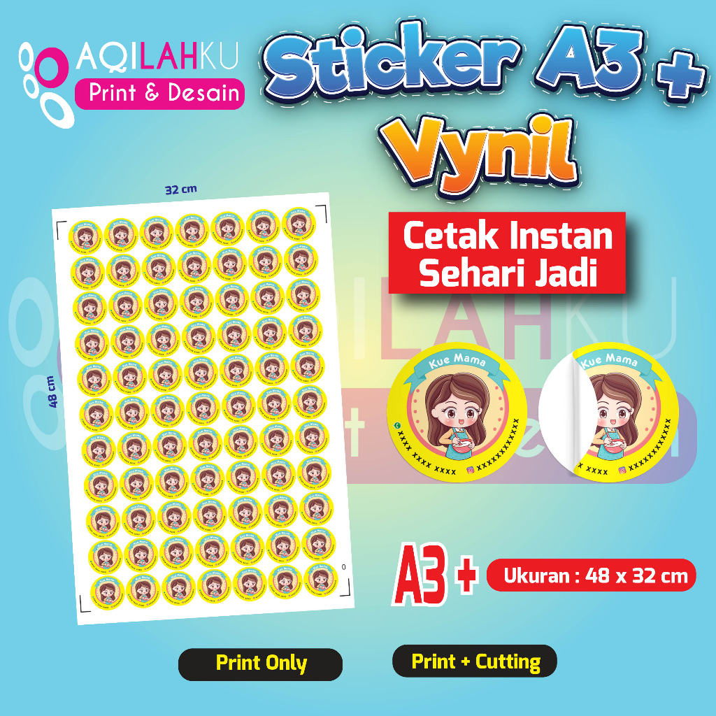 Jual Cetak Stiker Vynil Cuting A3 Tanpa Po Cetak Kilat Sehari Jadi Shopee Indonesia 0030